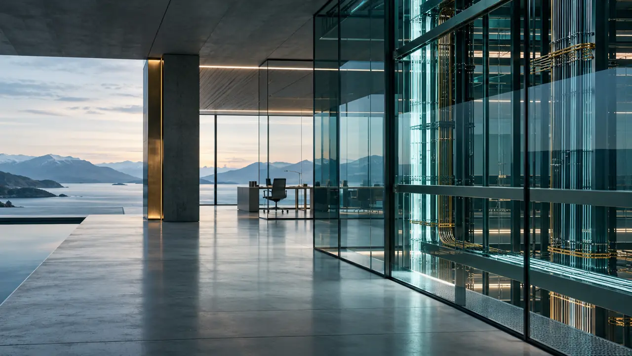 Glass architecture and connections representing shared digital infrastructure